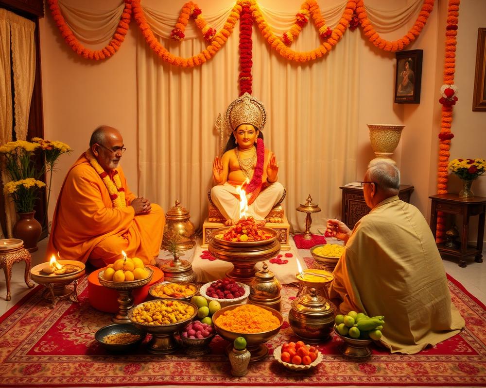 Sacred puja ceremony at home
